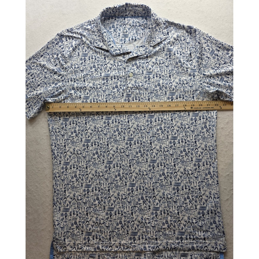 Johnnie-O Men's Blue & White Tailgater Print Short SleeveGolf Polo Shirt. Size M - Picture 5 of 8